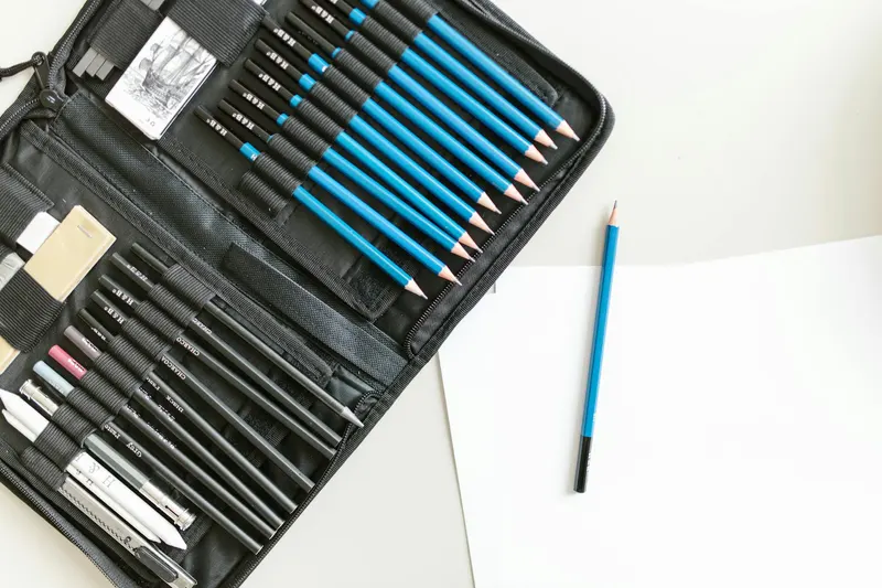High-quality art supply kit with pencils and sketching tools ideal for artists and students.